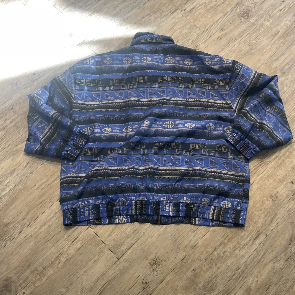 Vintage FUDA International 100% Silk Track Jacket Aztec Full Zip Lined Womens3xL